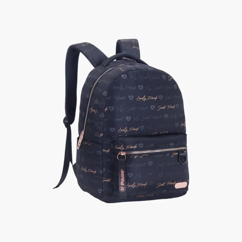 PAUSE Printed Backpack for Kids - Navy Blue